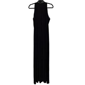 Plaza South Long floor length Black Velvet Sleeveless Beaded Mock Neck Dress 14